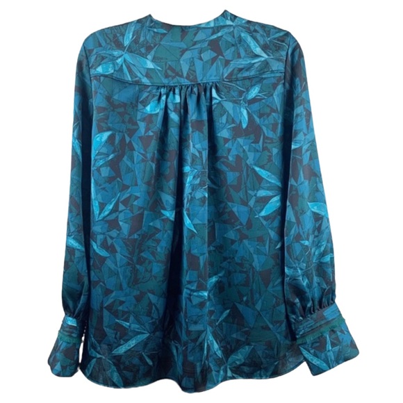 H Halston Leaf Print High-Low Blouse - Picture 8 of 8